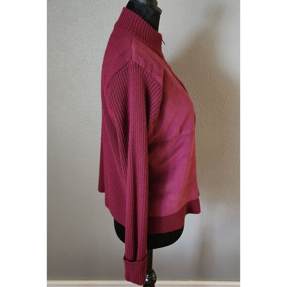 Jaclyn Smith Womens Faux Suede Zip-Up Jacket Knit Sweater Large - Picture 2 of 8
